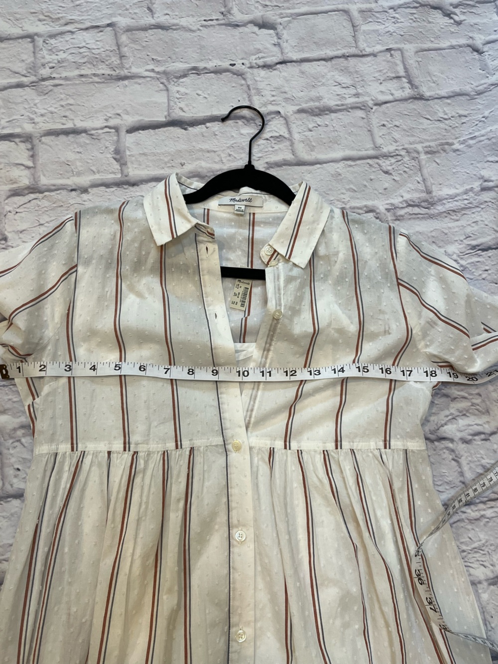 Madewell nwt cotton Stripe button up summer Shirt Dress fully lined XS - Picture 7 of 11